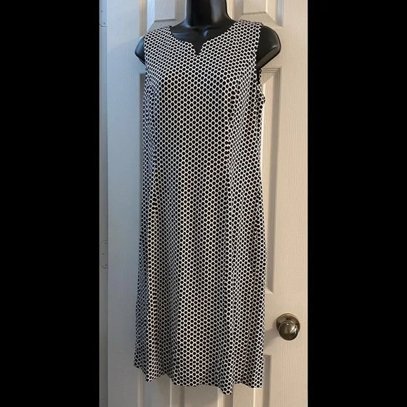 TALBOTS REFINED PONTE KNIT SHEATH DRESS - HONEYCOMB PRINT - Picture 3 of 6